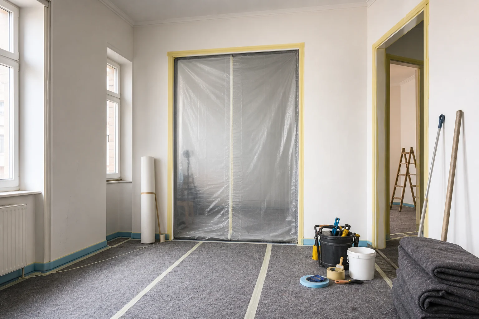 Vorbereitung und Schutz vor Demontagearbeiten in einer Wohnung