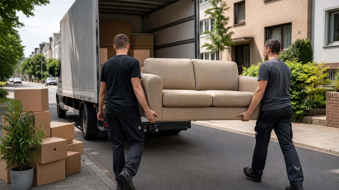 Entrümpelung mit Abtransport von Möbeln zum Möbelwagen als Beispielvisualisierung