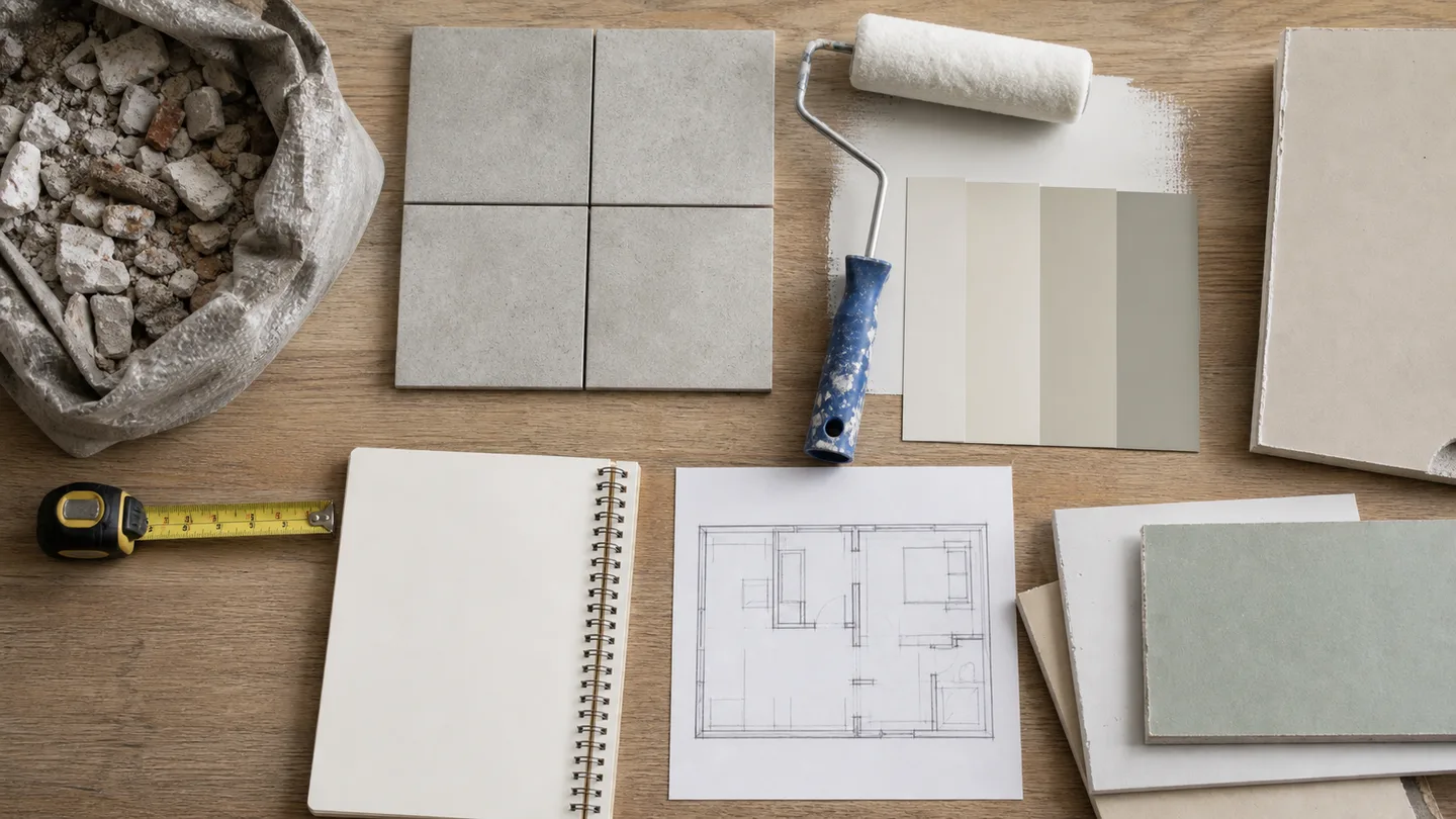 Schematische Entscheidungshilfe für Bad Wohnung Rückbau Fliesen Malerarbeiten und Trockenbau