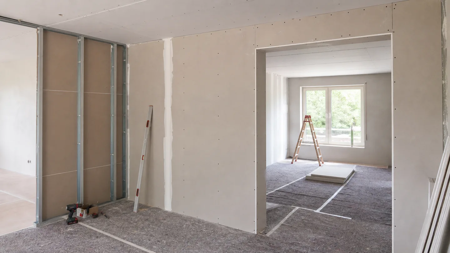 Trockenbau und Innenausbau mit nicht tragender Wand als Beispielvisualisierung