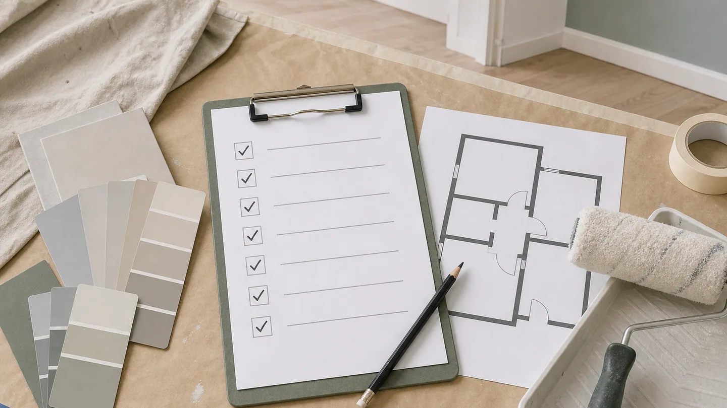 Checkliste zur Vorbereitung von Malerarbeiten und Vor-Ort-Termin