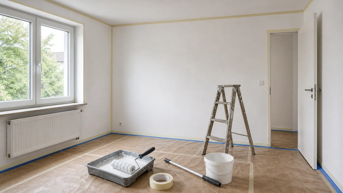 Wände und Decken streichen in einer Wohnung als Beispielvisualisierung