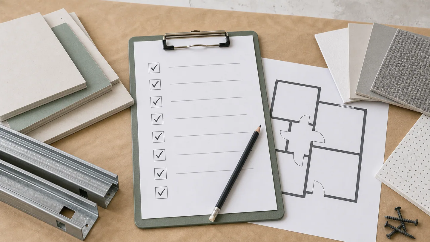 Checkliste zur Vorbereitung von Trockenbau und Vor-Ort-Termin