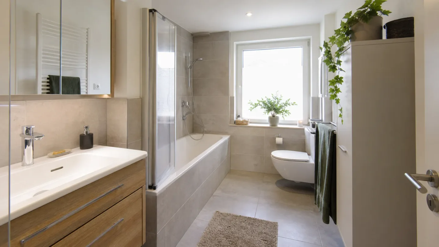 Modernes Badezimmer als Beispielvisualisierung für Badsanierung Kosten in Mülheim